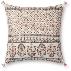 Loloi PLL0115 Pink / Multi 22'' x 22'' Cover Only Pillow