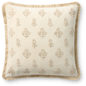 Chris Loves Julia x Loloi Darla Ivory 18'' x 18'' Cover w/Down Pillow