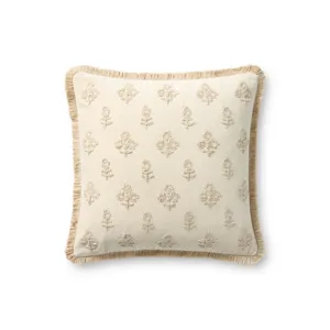 Chris Loves Julia x Loloi Darla Ivory 18\'\' x 18\'\' Pillow Cover Only