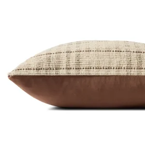 Chris Loves Julia x Loloi Vinnie Ivory / Brown 18\'\' x 18\'\' Pillow Cover Only