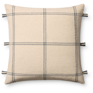 Amber Lewis x Loloi Lainey Natural / Blue 24'' x 24'' Cover w/Down Pillow