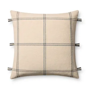 Amber Lewis x Loloi Lainey Natural / Blue 24\'\' x 24\'\' Cover w/Down Pillow
