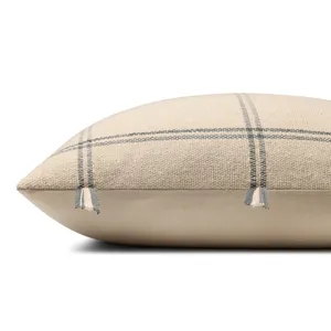 Amber Lewis x Loloi Lainey Natural / Blue 24\'\' x 24\'\' Cover w/Down Pillow