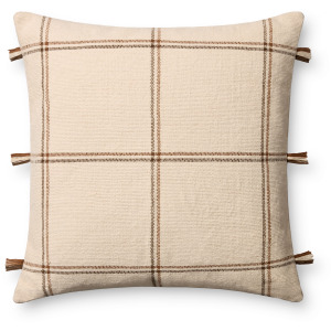 Amber Lewis x Loloi Lainey Natural / Brown 24'' x 24'' Cover w/Down Pillow