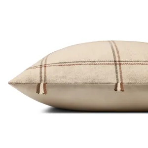 Amber Lewis x Loloi Lainey Natural / Brown 24\'\' x 24\'\' Cover w/Down Pillow