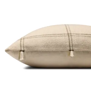 Amber Lewis x Loloi Lainey Natural / Olive 24\'\' x 24\'\' Cover w/Down Pillow