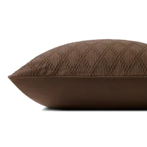 Chris Loves Julia x Loloi Cary Brown 26\'\' x 26\'\' Cover w/Down Pillow