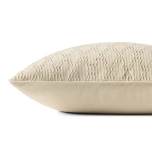 Chris Loves Julia x Loloi Cary Ivory 26\'\' x 26\'\' Cover w/Poly Pillow