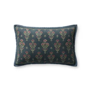 Chris Loves Julia x Loloi Marigold Blue / Multi 13\'\' x 21\'\' Pillow Cover Only