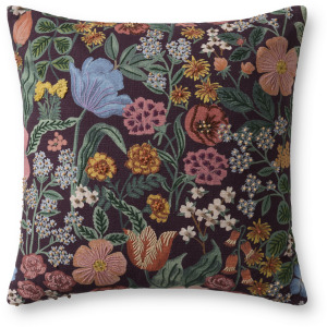 Rifle Paper Co. x Loloi Burgundy Blossom Burgundy / Multi 20'' x 20'' Cover w/Down Pillow