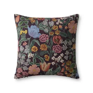 Rifle Paper Co. x Loloi Burgundy Blossom Burgundy / Multi 20'' x 20'' Cover w/Down Pillow