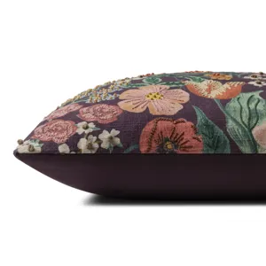 Rifle Paper Co. x Loloi Burgundy Blossom Burgundy / Multi 20'' x 20'' Cover w/Down Pillow