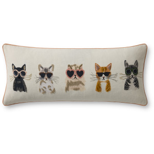 Rifle Paper Co. x Loloi Cool Cats Ivory / Multi 13'' x 35'' Cover w/Down Pillow