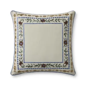 Rifle Paper Co. x Loloi Aster Border Ivory / Multi 22'' x 22'' Cover Only Pillow