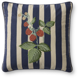 Rifle Paper Co. x Loloi Raspberries Navy / Multi 18'' x 18'' Cover w/Down Pillow