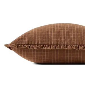 Chris Loves Julia x Loloi Dinah Chestnut 18\'\' x 18\'\' Cover w/Down Pillow