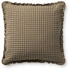 Chris Loves Julia x Loloi Dinah Chocolate 18'' x 18'' Cover w/Down Pillow