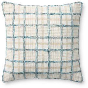 Chris Loves Julia x Loloi Norman Ivory / Blue 20'' x 20'' Pillow Cover Only