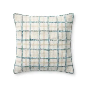 Chris Loves Julia x Loloi Norman Ivory / Blue 20\'\' x 20\'\' Cover w/Down Pillow