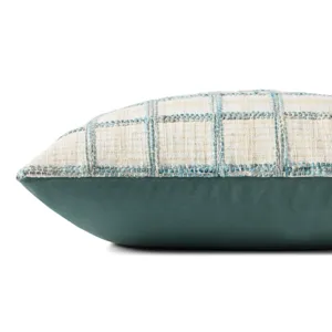 Chris Loves Julia x Loloi Norman Ivory / Blue 20\'\' x 20\'\' Cover w/Down Pillow