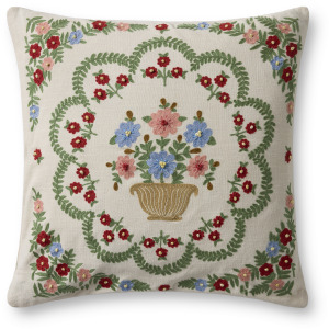 Rifle Paper Co. x Loloi Rosette Vase Ivory / Multi 22'' x 22'' Cover w/Poly Pillow
