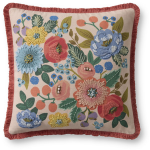Rifle Paper Co. x Loloi Vintage Garden Blush / Multi 18'' x 18'' Cover w/Down Pillow