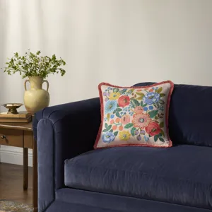 Rifle Paper Co. x Loloi Vintage Garden Blush / Multi 18'' x 18'' Cover w/Down Pillow