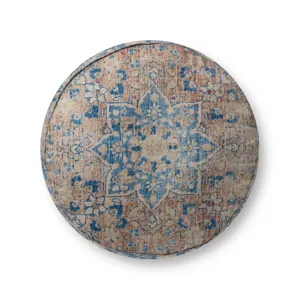 Loloi LPF211 Blue / Tangerine 18x 18 x 20 Pouf