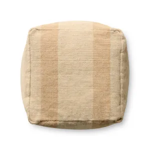 Leanne Ford x Loloi Rosemoor Beige 24\" x 24\" x 13\" Pouf
