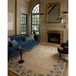 Chris Loves Julia x Loloi Rue Natural / Denim 2\'-3\" x 3\'-9\" Rug