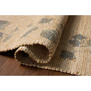 Chris Loves Julia x Loloi Rue Natural / Denim 2\'-3\" x 3\'-9\" Rug