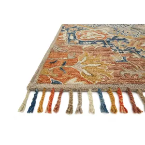 Zharah Rust / Blue Rug (7' 9" X 9' 9")