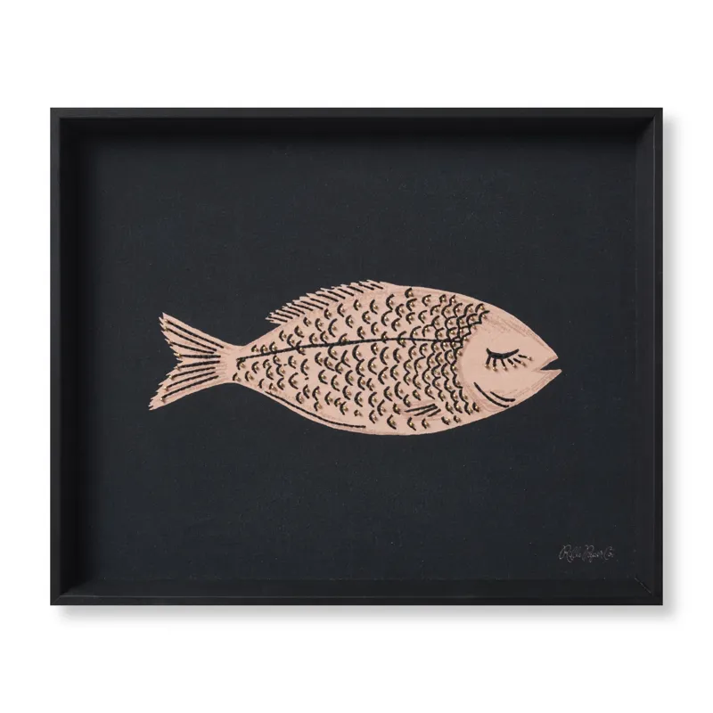 Rifle Paper Co. x Loloi It's Fishy Black / Pink 1'-9" x 1'-5" Wall Art