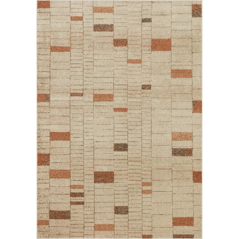 Bowery Tangerine / Taupe Rug (7' 10" X 10')