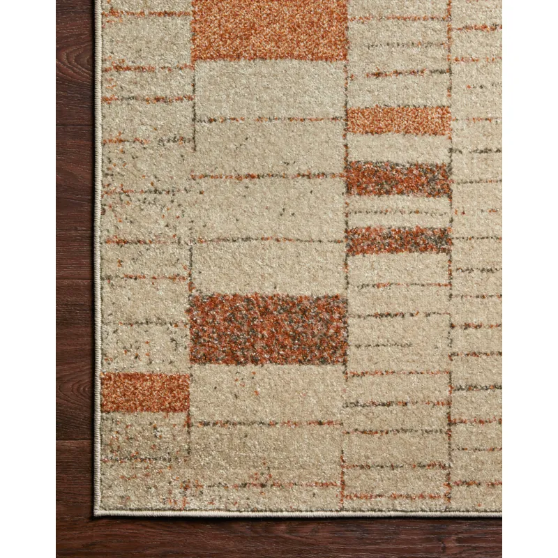 Bowery Tangerine / Taupe Rug (7' 10" X 10')