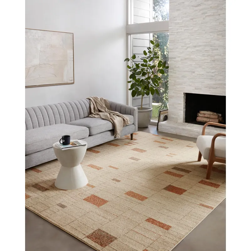 Bowery Tangerine / Taupe Rug (7' 10" X 10')