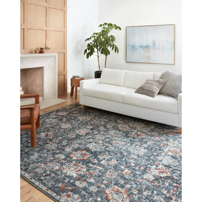 Cassandra Blue / Rust Rug (2' 6" X 7' 9")