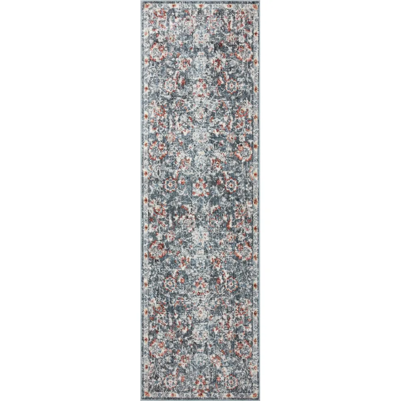 Cassandra Blue / Rust Rug (2' 6" X 7' 9")