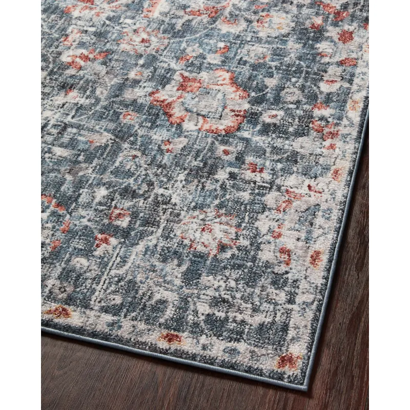 Cassandra Blue / Rust Rug (2' 6" X 7' 9")
