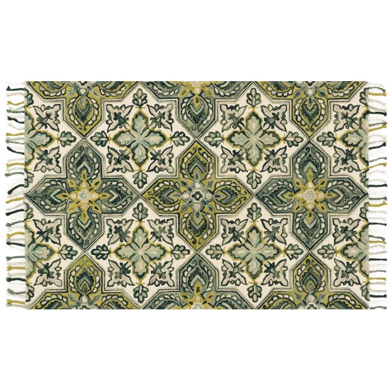 BI-02 IVORY / EMERALD (2'3" x 3'9")