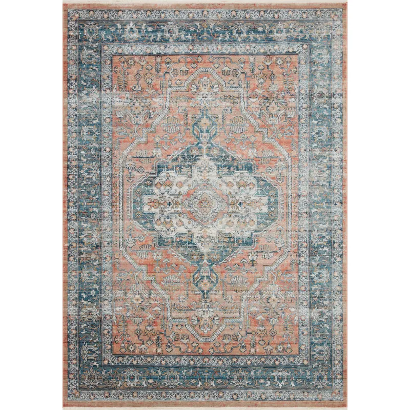 Elise Coral / Blue Rug (2' 8" X 7' 6")