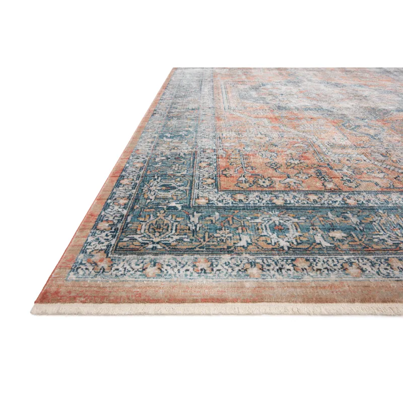 Elise Coral / Blue Rug (2' 8" X 7' 6")