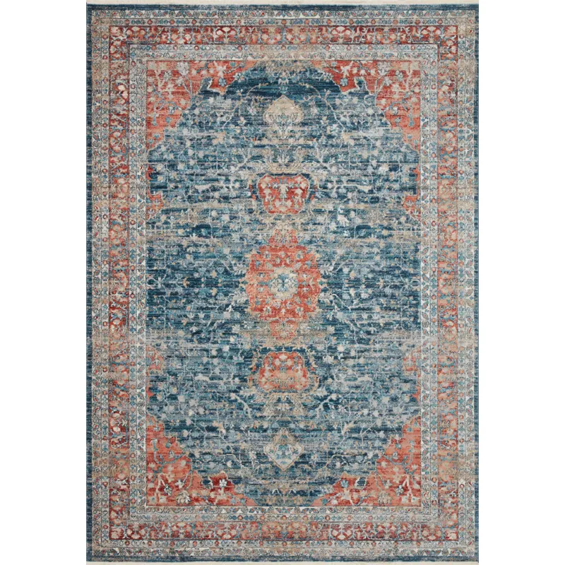 Elise Navy / Red Rug (6' 7" X 9' 9")