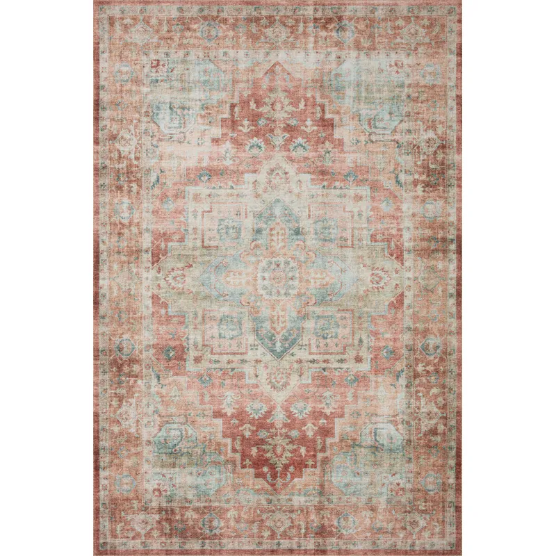 Heidi Terracotta / Aqua Rug (2' 6" X 9' 6")