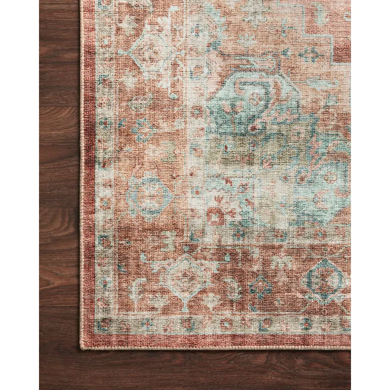 Heidi Terracotta / Aqua Rug (2' 6" X 9' 6")