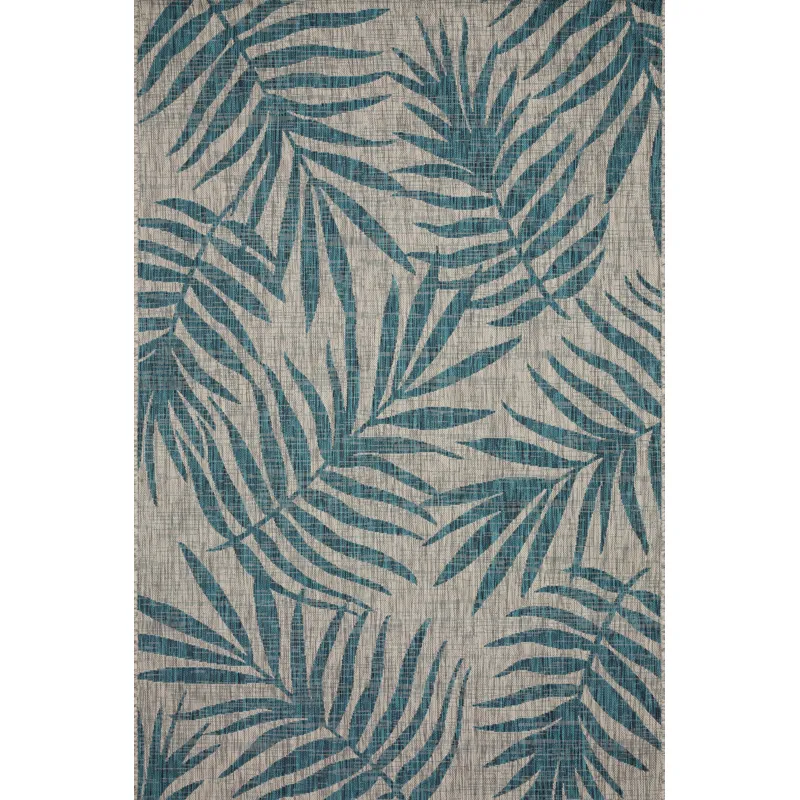 Isle Grey / Aqua Rug (5' 3" X 7' 7")