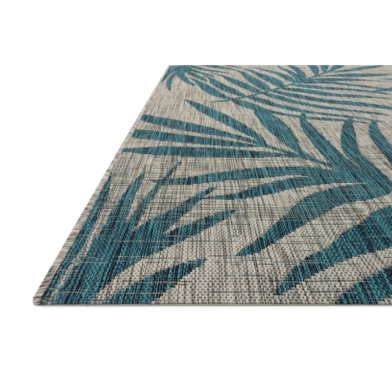 Isle Grey / Aqua Rug (5' 3" X 7' 7")