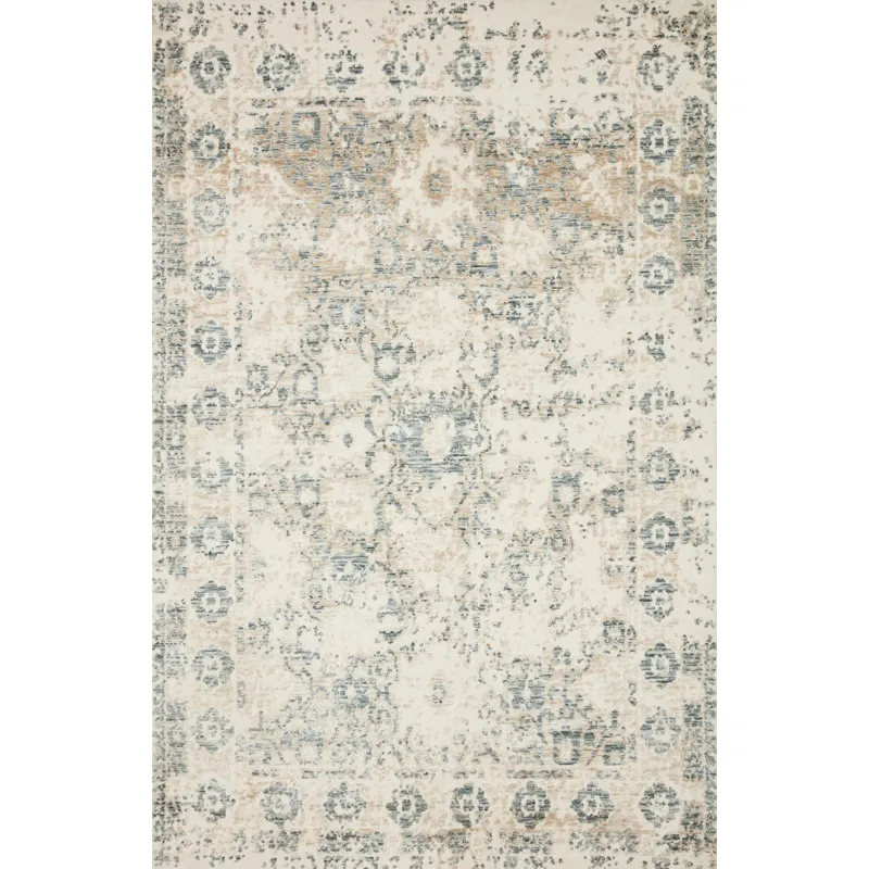 Lindsay Antique White / Aqua Rug (9' 3" X 13')