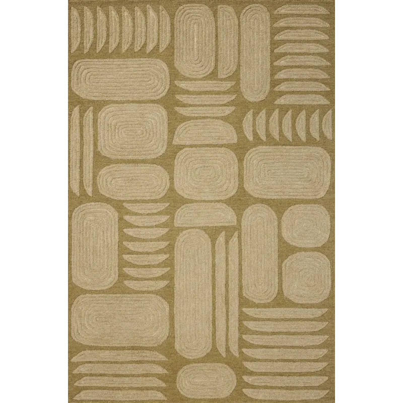 Brigette Romanek x Loloi Madi Light Olive / Oatmeal 5\'-0\" x 7\'-6\" Rug