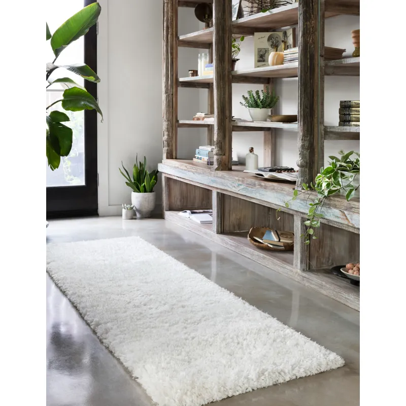 Mila Shag White Rug (9' 3" X 13')